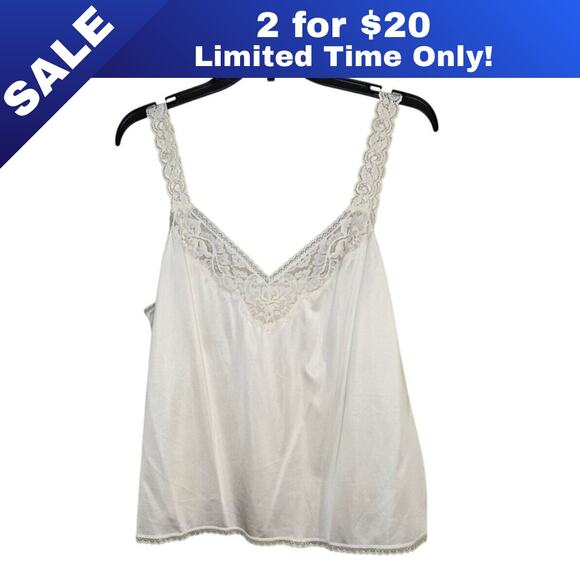 [Sale: 2 for $20!] VANITY FAIR IVORY SLIP TOP LACE TRIM SIZE 42/48 VINTAGE 0265 - Picture 1 of 10